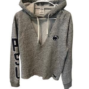 PINK Victoria's Secret Penn State Hoodie Gray Cutout Sweatshirt Size Small PSU